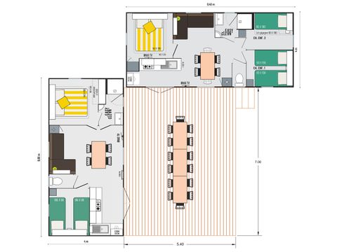 MOBILHOME 11 personas - TRIBU 5 Habitaciones Aire acondicionado max 11 personas