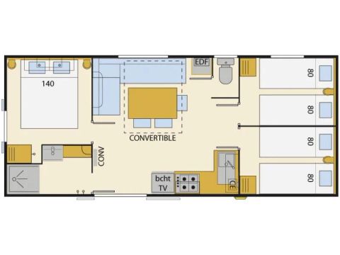 Mobilheim 4 Personen - BALI TRIO -Landseite