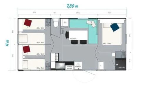Mobilhome 4 personnes - MARQUISE TRIO "PREMIUM"- Coté PLAGE