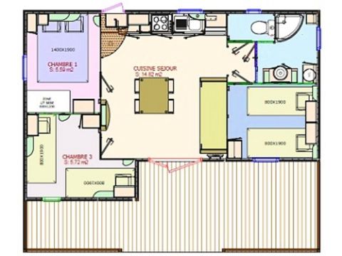 Mobilhome 6 personas - Authentic Trio Cottage 4 Habitaciones 6 Personas