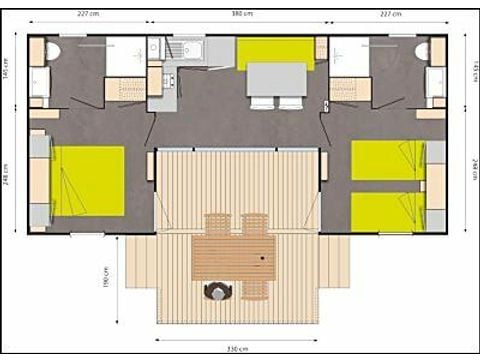 Mobilheim 5 personen - Bleu Lagon Duo Authentique 3 Zimmer 5 Personen
