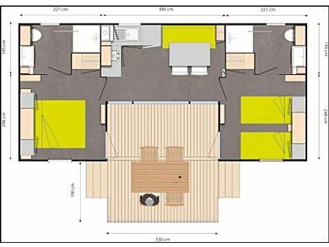 Mobilhome 5 personas - Bleu Lagon Duo Authentique 3 Habitaciones 5 Personas