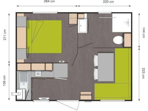 Mobile home 2 persons - Eco 1 bedroom