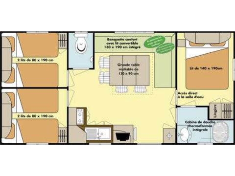 Stacaravan 6 personen - Klassieke 3 slaapkamers zaterdag