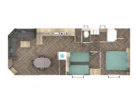 Mobilheim 4 Personen - Mobilheim Luxe 40m² (4p-2ch), Klimaanlage, TV, Lv, Bett 160,Rollläden, Plancha, Nespresso