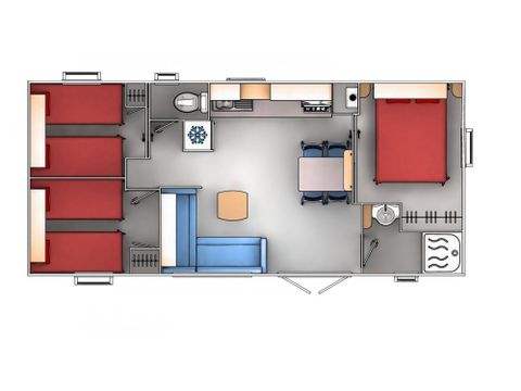 MOBILHOME 6 personas - Confort 6p (35m²) con terraza cubierta, climatizada