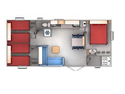 Mobile home 6 persons - Comfort 6p (35m²) with covered terrace, air-conditioned