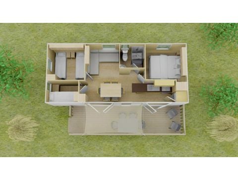 MOBILHOME 8 personnes - Premium | 3 Ch. | 6/8 Pers. | Terrasse surélevée | Clim.