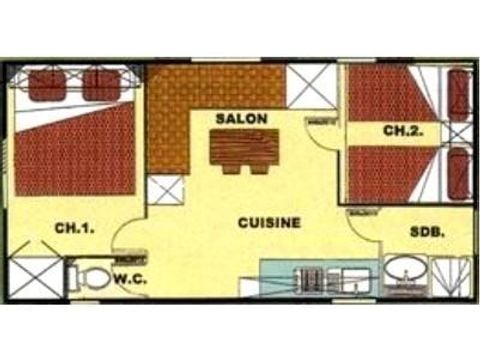 Mobilheim 6 Personen - Ridorev 27m² - 2 Schlafzimmer (T4)