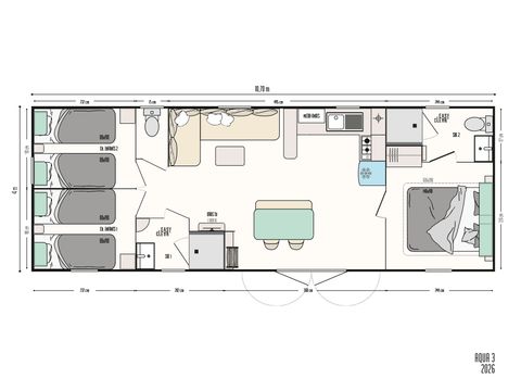 Mobile home 6 persons - Sunêlia Prestige "Le Manneporte" 6 pers. 3 bedrooms. 2 bathrooms.
