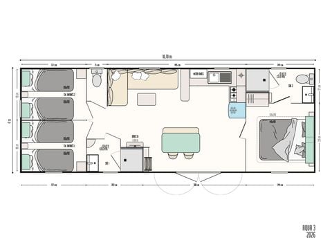 MOBILHOME 6 personas - Sunêlia Prestige "Le Manneporte" 6 pers. 3 dormitorios. 2 baños.