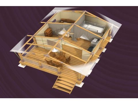 Canvas and wooden tent 5 persons - SAFARI (Without sanitary facilities)