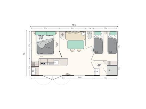 Mobilhome 5 personas - Premium - 2bed - terraza cubierta - CLIM + TV