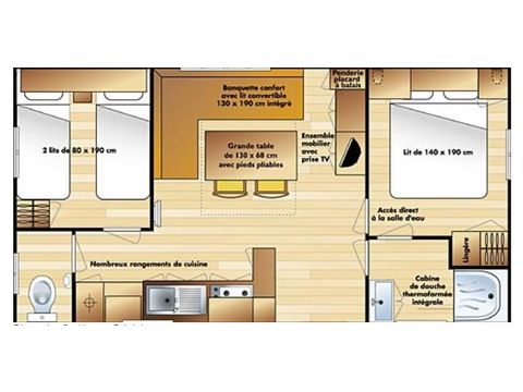 Stacaravan 4 personen - Standaard - 2bed - Terras