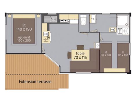 MOBILHOME 4 personnes - Standard - 2ch - Terrasse semi-couverte
