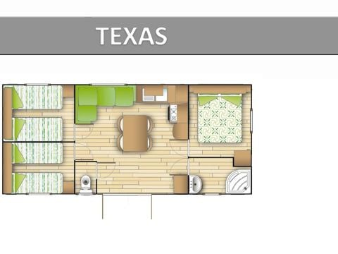 Stacaravan 6 personen - TEXAS LOISIR Airconditioning 6 personen