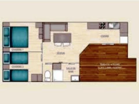 MOBILHOME 4 personas - Mobil-home SOLÉO CONFORT 26M² (2 DORMITORIOS) + Terraza cubierta integrada 9m² 4 pers