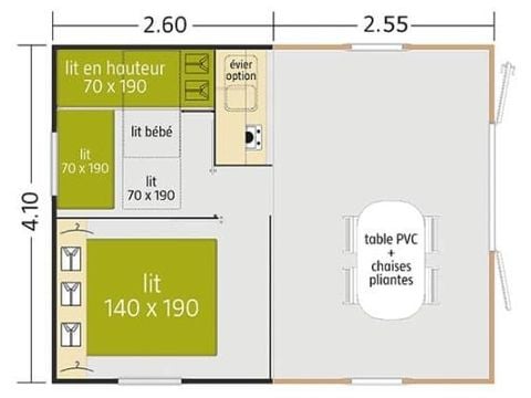 BUNGALOW 4 personnes - LODGE sans sanitaires