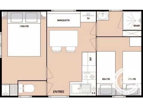 BUNGALOW 4 personnes - Loisirs 3 Pièces 4 Personnes + TV