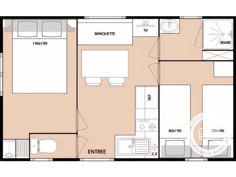 MOBILHOME 4 personas - Ocio 3 Habitaciones 4 Personas + TV