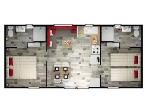 Mobile home 4 persons - Duo Premium 3 Rooms 4 People Jacuzzi + Air Conditioning + TV