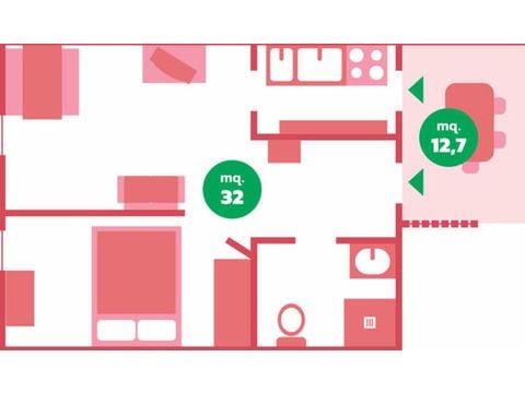 Chalet 4 personen - PEONIA (Babyausstattung inklusive)