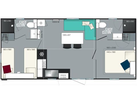 MOBILHOME 5 personas - Comfort XL 30,5 m² (30,5 pies cuadrados)
