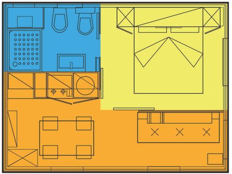 Stacaravan 2 personen - VIOLA (inclusief zwembad, fitnessruimte en strandservice)