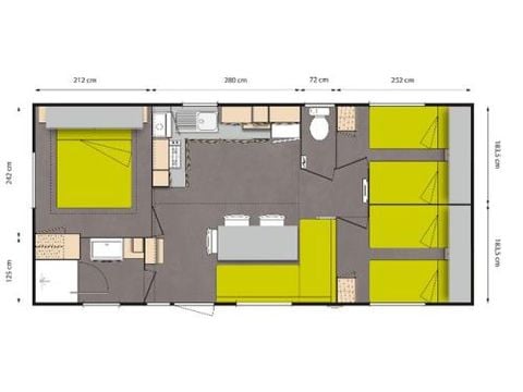 Mobilheim 4 personen - Mobilheim CONFORT 31m² (3 Zimmer) + TV + halbüberdachte Terrasse | 6 Personen