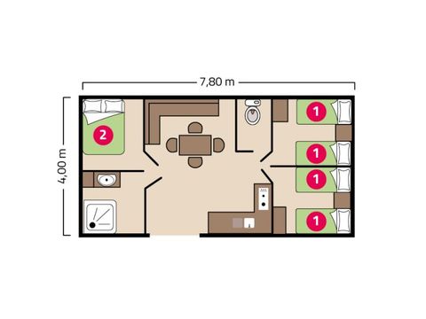 BUNGALOW 6 personnes - Mobil-home Famille Éco 6 personnes
