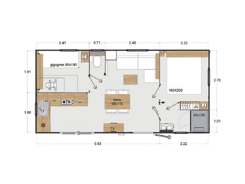 Mobilhome 6 personas - Privilège Loupiac - 2 dormitorios - TV