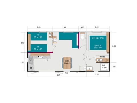 MOBILHOME 4 personas - Acogedora casita con TV - 2 dormitorios - 4 plazas