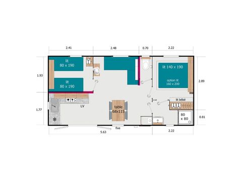 MOBILHOME 4 personas - Acogedora casita con TV - 2 dormitorios - 4 plazas