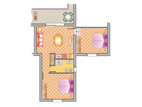 Wohnung 6 personen - TRILOCALE STANDARD / 3 Zimmer 65 m² (Gartengeschoss)