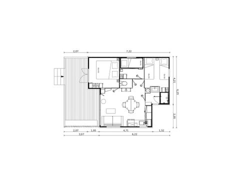 Chalet 6 personen - Ultimate | 3 Slaapkamers | 6 Pers | 1 Badkamer | Airconditioning | TV