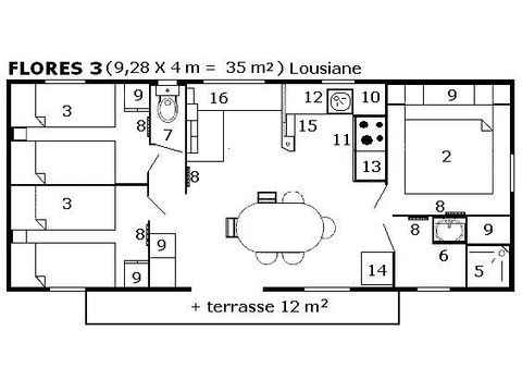 Mobile home 6 persons - Louisiane Zen - Flores (3 Bedrooms)