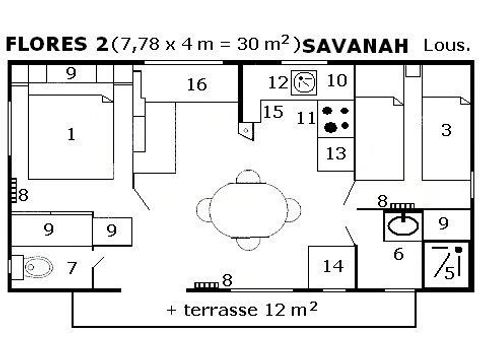 Mobile home 6 persons - Louisiana Flores (2 rooms)