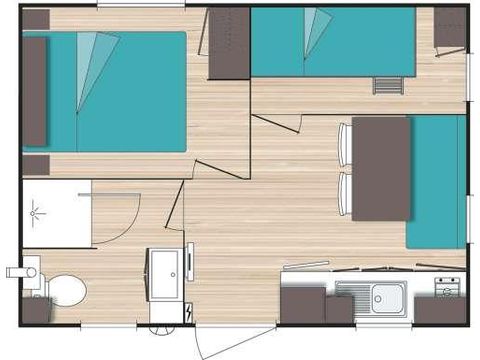Mobilheim 4 Personen - MH2 Eco, mit Sanitäranlagen