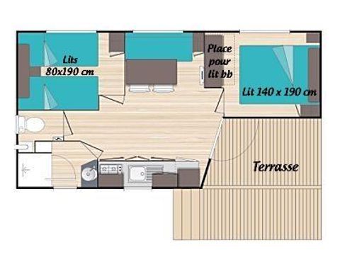 Mobile home 4 persons - MH2 Comfort 27 m², with sanitary facilities