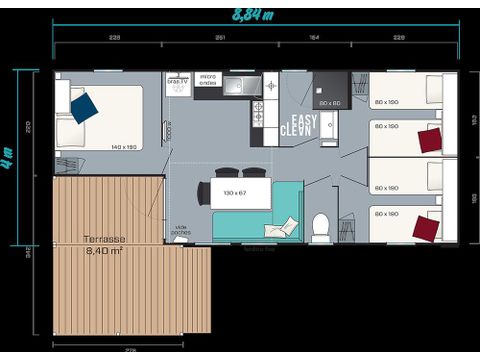 Mobile home 4 persons - MH3 Premium terrace, with sanitary facilities