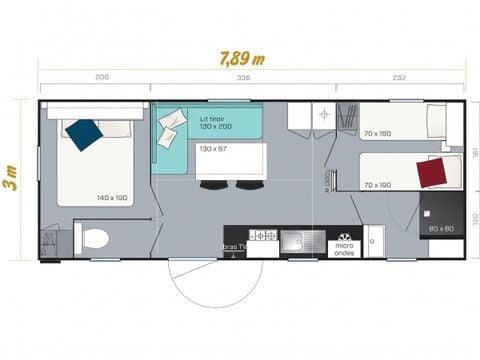 Stacaravan 6 personen - COMFORT - TV