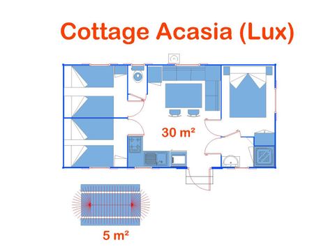 Stacaravan 6 personen - Huisje Acacia (Lux)