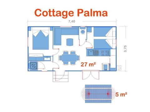 Mobilheim 6 Personen - Cottage Palma