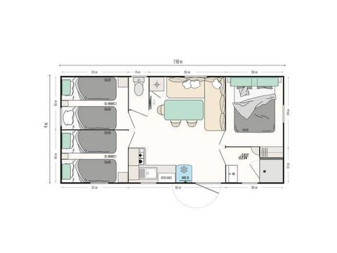 Mobile home 6 persons - Mobil-home | Premium | 3 Bedrooms | 6 Pers. | Terrace Lounge | Air-con.