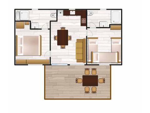 MOBILHOME 5 personnes - ELEGANT avec deux chambres