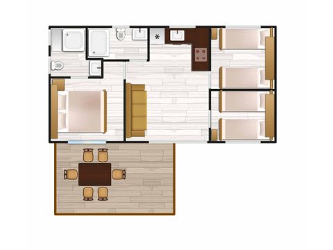 MOBILHOME 6 personnes - COLORFUL avec trois chambres