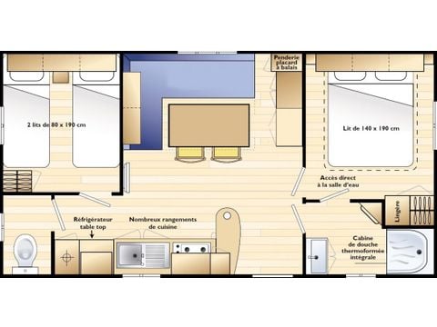 MOBILHOME 4 personas - TERRAZA CUBIERTA CLÁSICA 27M² Sol/Sol