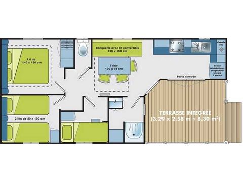 Mobilheim 6 personen - KOMFORT ÜBERDACHTE TERRASSE 29M²
