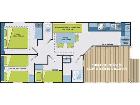 Mobilheim 6 personen - CONFORT ÜBERDECKTE TERRASSE 29M² So/So