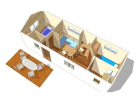 Mobile home 4 persons - Mobile-home | Comfort XL | 2 Bedrooms | 4 Pers | Raised terrace | Air conditioning | TV